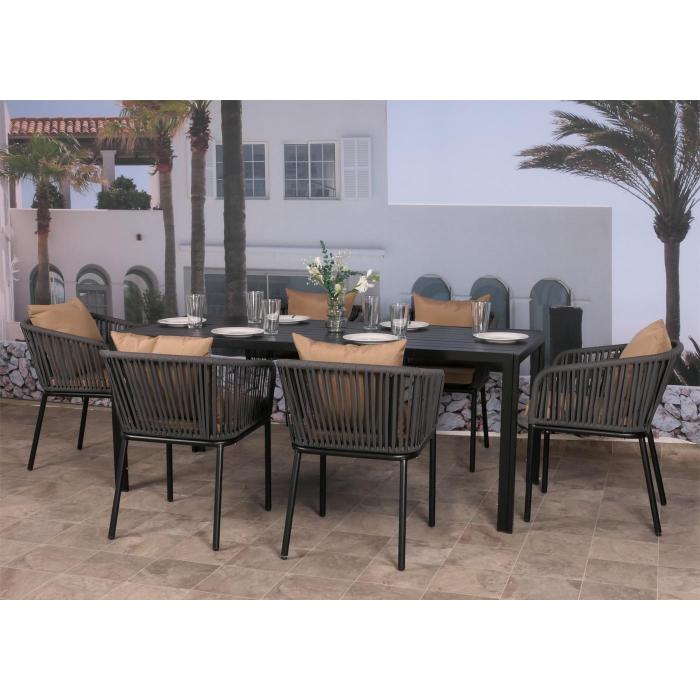 Alu-Esstisch HWC-N40, Tisch Bistrotisch Gartentisch Balkontisch, wetterfest 180x80cm ~ anthrazit