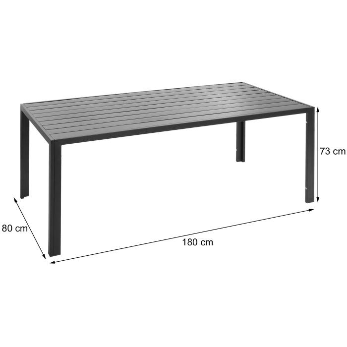 Alu-Esstisch HWC-N40, Tisch Bistrotisch Gartentisch Balkontisch, wetterfest 180x80cm ~ anthrazit