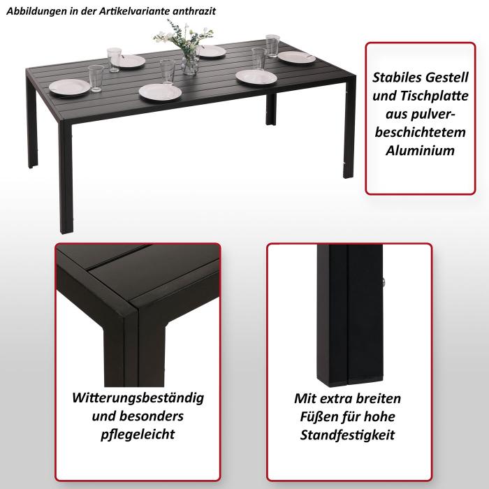 Defekte Ware (Verbogen/Schweinaht lst sich SK4) | Alu-Esstisch HWC-N40, Bistrotisch Gartentisch, 180x80cm ~ hellgrau