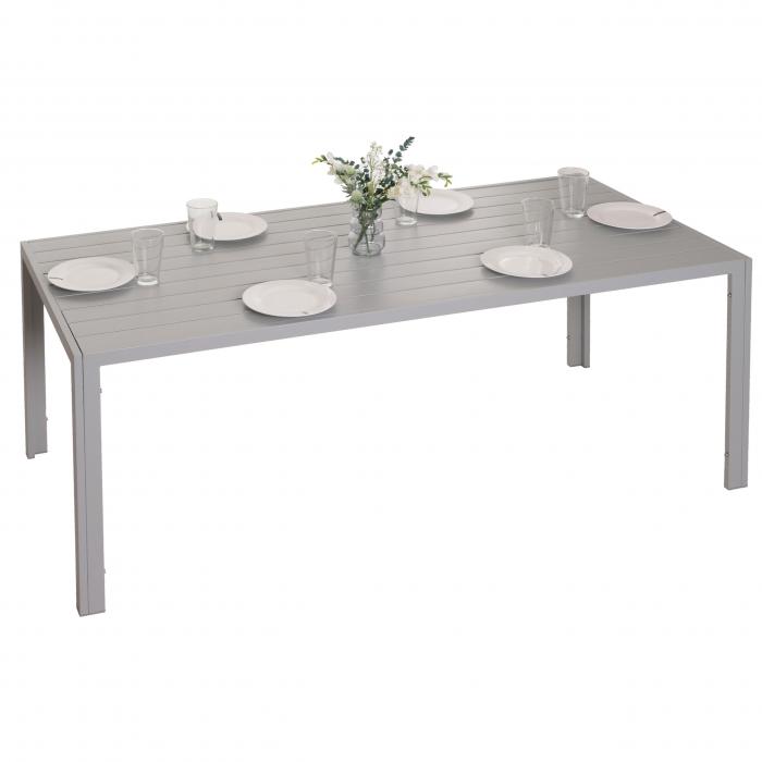 Defekte Ware (Verbogen/Schweinaht lst sich SK4) | Alu-Esstisch HWC-N40, Bistrotisch Gartentisch, 180x80cm ~ hellgrau