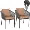 2er-Set Gartenstuhl HWC-N41, Outdoor Armlehne, wetterfest Aluminium Seilgeflecht Rope ~ anthrazit Kissen taupe