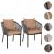 2er-Set Gartenstuhl HWC-N41, Outdoor Armlehne, wetterfest Aluminium Seilgeflecht Rope ~ anthrazit Kissen taupe