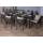 Gartengarnitur HWC-N41, Tisch+6xStuhl, wetterfest Alu 180x80cm, Seilgeflecht Rope ~ anthrazit Kissen grau