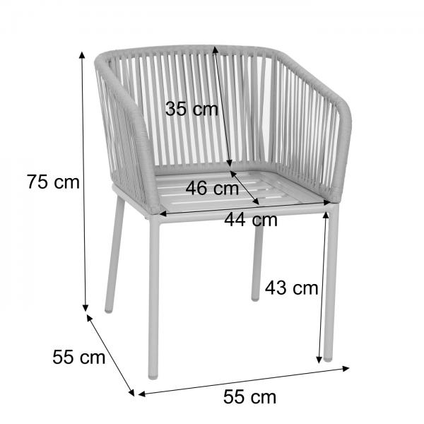 Bemaungsbild fr Produkt Gartengarnitur HWC-N41, Tisch+6xStuhl, wetterfest Alu 180x80cm, Seilgeflecht Rope ~ anthrazit, Kissen dunkelgrau