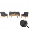 Gartengarnitur HWC-H56b, Lounge-Set Gartenlounge Sofa Sessel Tisch, Seilgeflecht Rope Holz Akazie ~ dunkelgrau