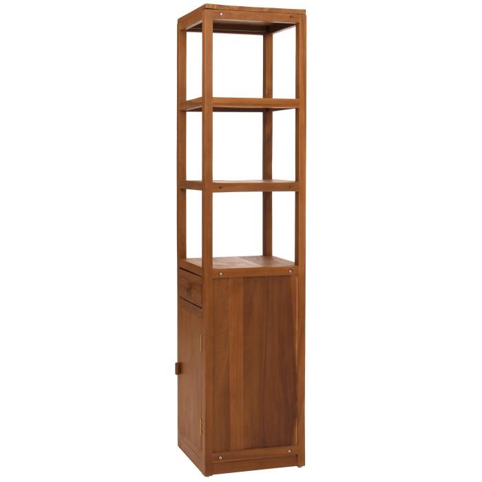Teak-Regal HWC-M86, Badschrank Badregal Badezimmer, hochwertiges B-Grade-Teak (Kernholz, 20-30 Jahre), 180x40cm