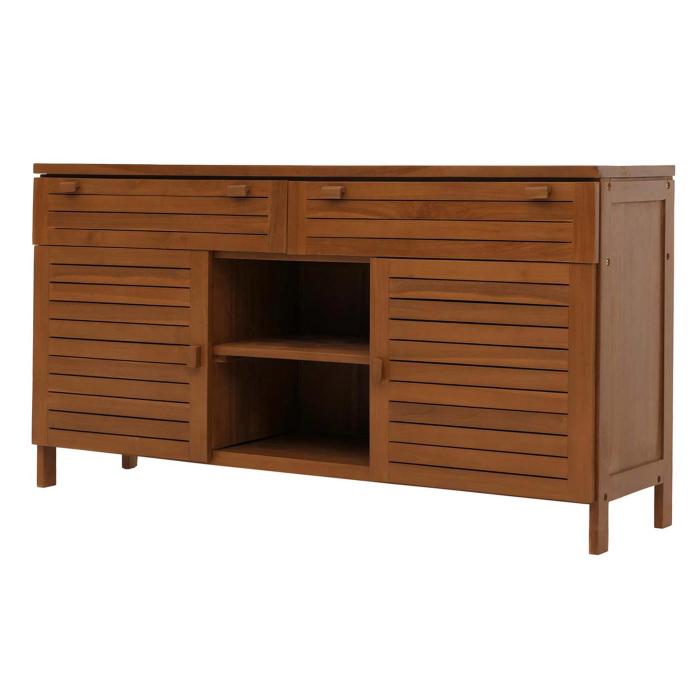 Teak-Badezimmer-Set HWC-M87, Waschtisch Hochschrank Wandspiegel Badezimmer, hochwertiges B-Grade-Teak