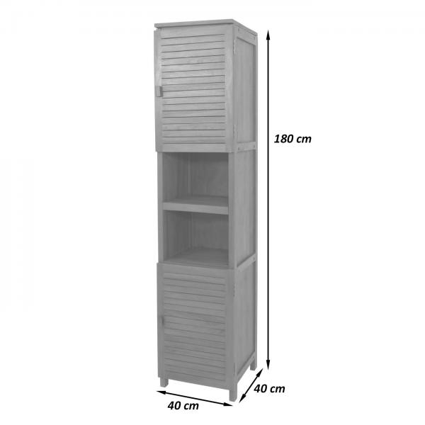 Bemaungsbild fr Produkt Teak-Badezimmer-Set HWC-M87, Waschtisch Hochschrank Wandspiegel Badezimmer, hochwertiges B-Grade-Teak