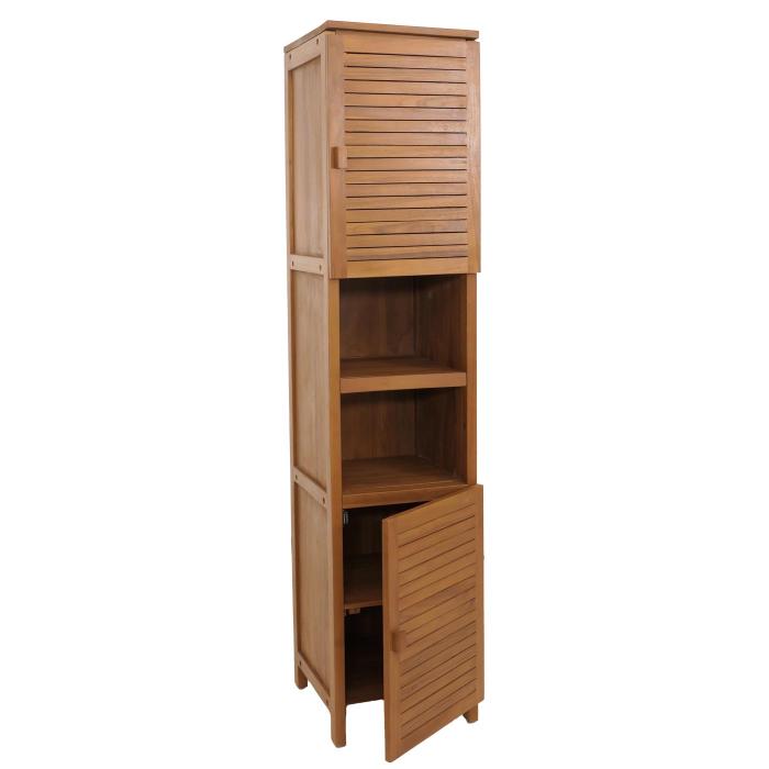 Teak-Badezimmer-Set HWC-M87, Waschtisch Hochschrank Wandspiegel Badezimmer, hochwertiges B-Grade-Teak