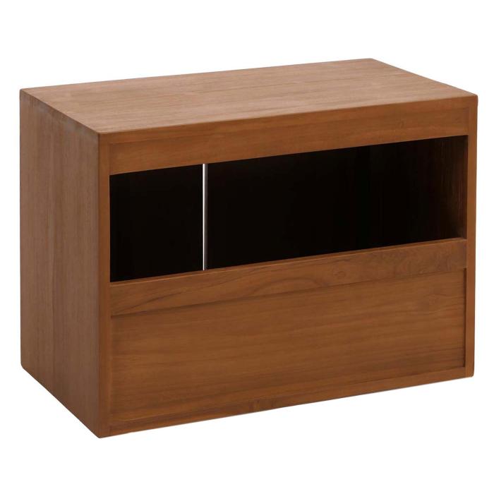 Teak-Waschbeckenunterschrank HWC-M91, Waschtisch Schrank, hochwertiges B-Grade-Teak (Kernholz, 20-30 Jahre), 50x70x40cm