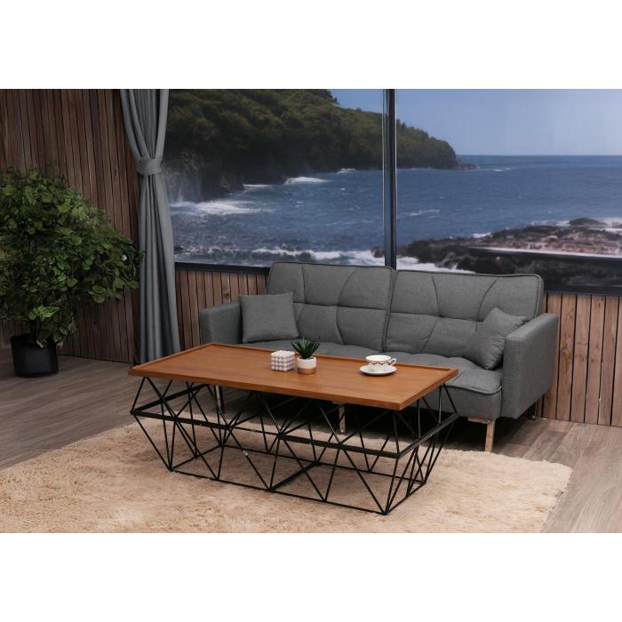 B-Ware (Kratzer/Lackabplatzung SK3) | Teak-Couchtisch HWC-M96, Beistelltisch Tisch, B-Grade-Teak Industrial 53x132x61cm