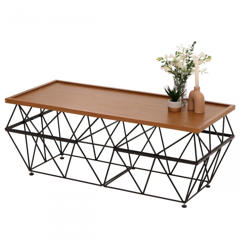 B-Ware (Kratzer/Lackabplatzung SK3) | Teak-Couchtisch HWC-M96, Beistelltisch Tisch, B-Grade-Teak Industrial 53x132x61cm