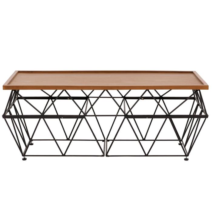 B-Ware (Kratzer/Lackabplatzung SK3) | Teak-Couchtisch HWC-M96, Beistelltisch Tisch, B-Grade-Teak Industrial 53x132x61cm