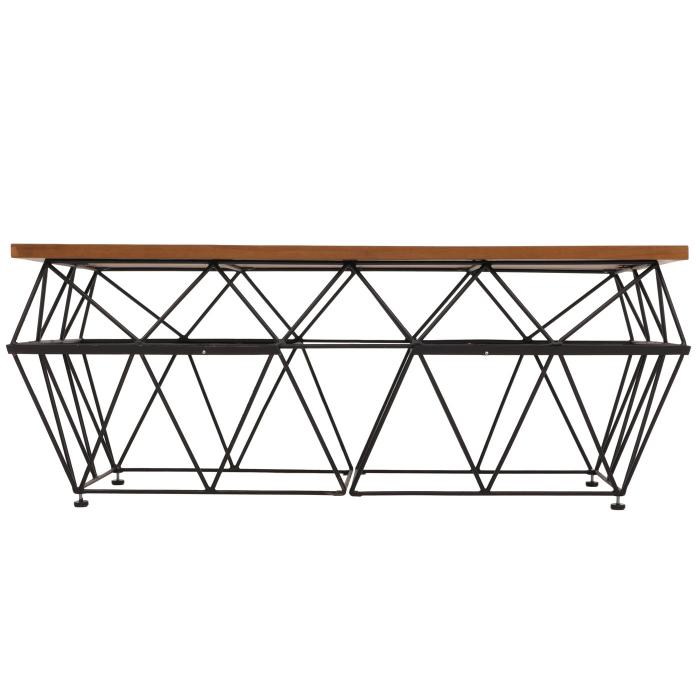 B-Ware (Kratzer/Lackabplatzung SK3) | Teak-Couchtisch HWC-M96, Beistelltisch Tisch, B-Grade-Teak Industrial 53x132x61cm