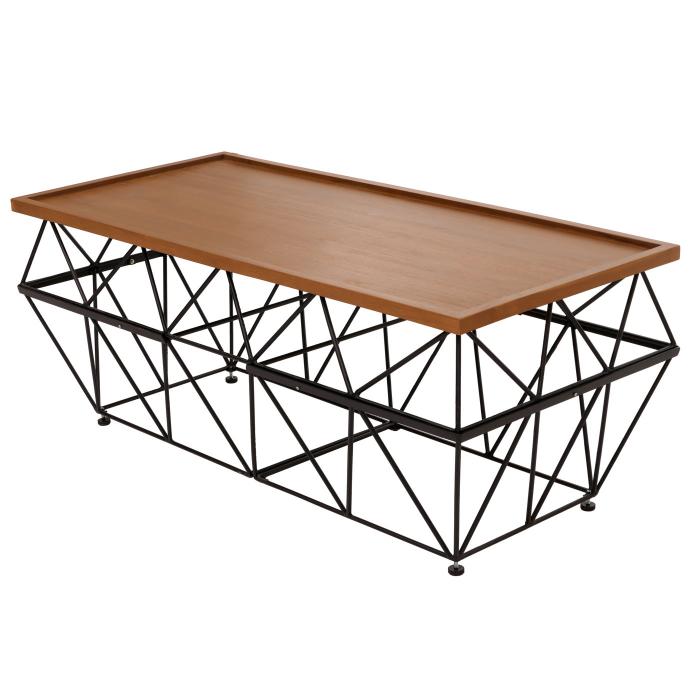 B-Ware (Kratzer/Lackabplatzung SK3) | Teak-Couchtisch HWC-M96, Beistelltisch Tisch, B-Grade-Teak Industrial 53x132x61cm