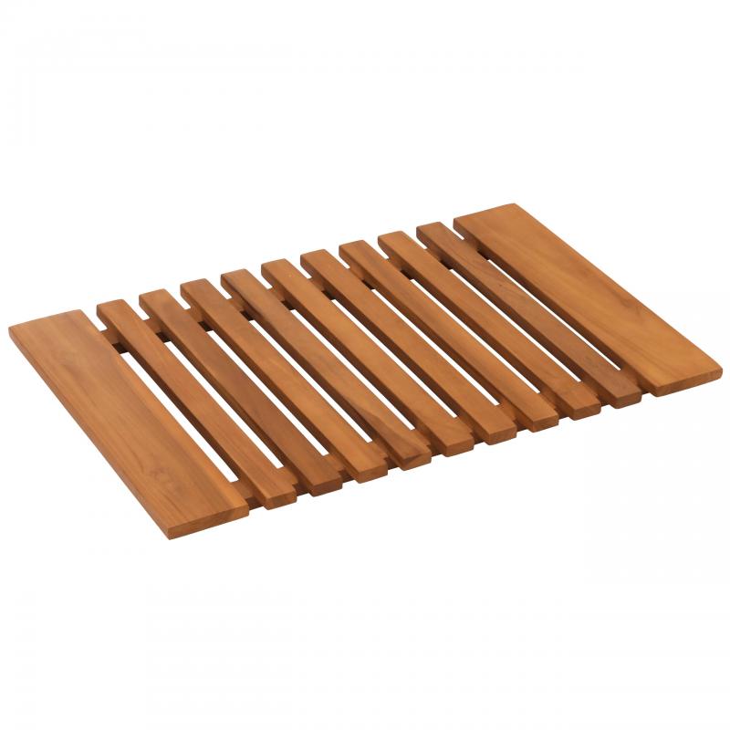Teak-Fumatte HWC-N10, Duschmatte Badematte, hochwertiges B-Grade-Teak (Kernholz, 20-30 Jahre), 4x60x40cm