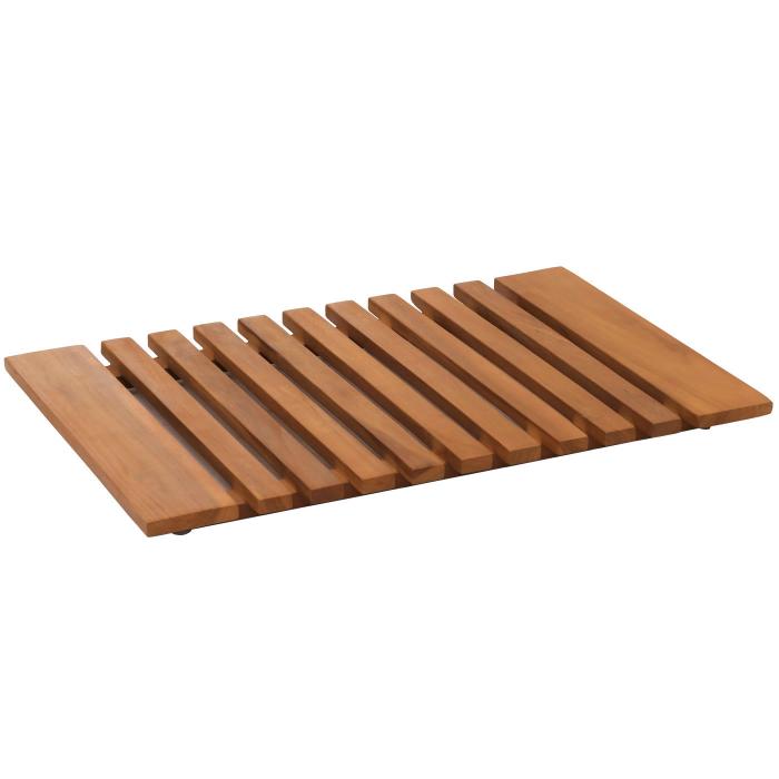 Teak-Fumatte HWC-N10, Duschmatte Badematte, hochwertiges B-Grade-Teak (Kernholz, 20-30 Jahre), 4x60x40cm