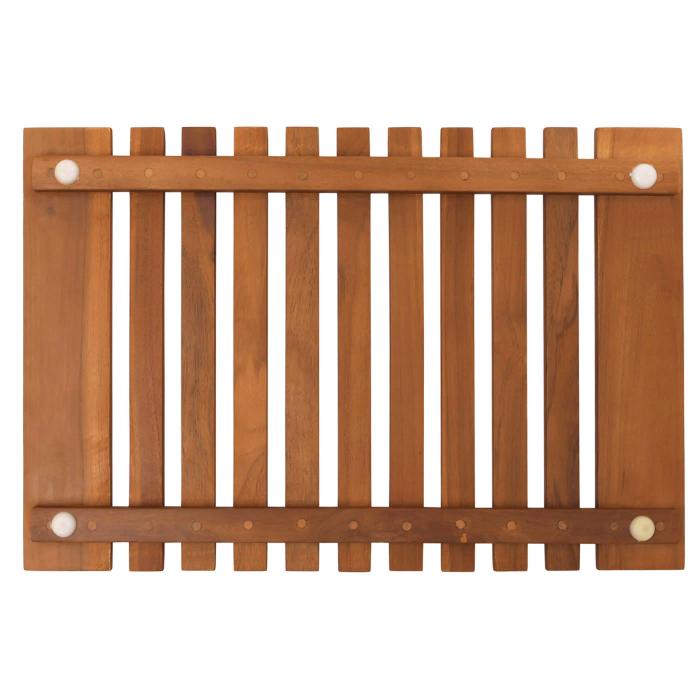 Teak-Fumatte HWC-N10, Duschmatte Badematte, hochwertiges B-Grade-Teak (Kernholz, 20-30 Jahre), 4x60x40cm