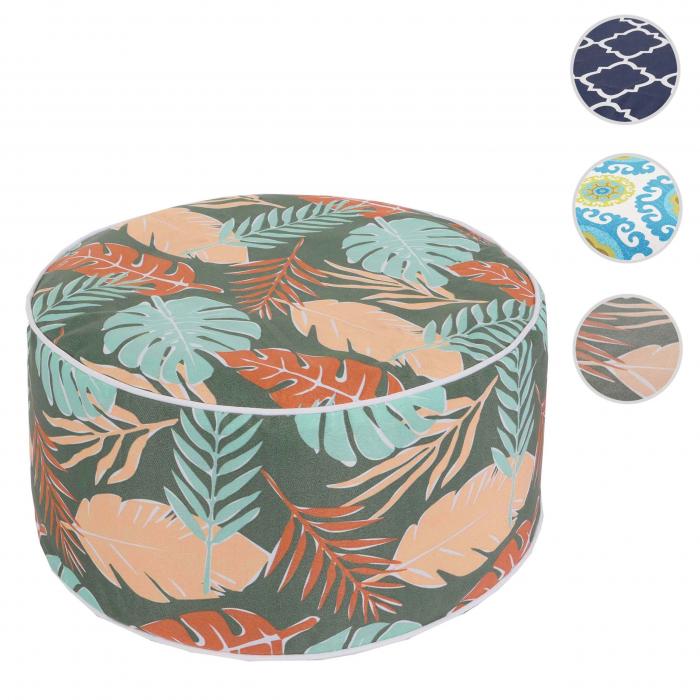 Sitzhocker HWC-G31, Pouf Sitzkissen Sitzsack Gartenhocker, aufblasbar In-/Outdoor Spun Poly 29x55cm ~ Blatt-Design