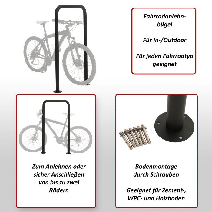 Fahrradbgel HWC-N42, Fahrradstnder Anlehnbgel Bgel Absperrung, In-/Outdoor Stahl pulverbeschichtet 120x70x12cm