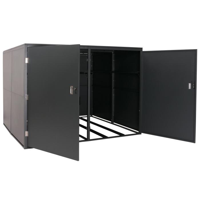 4er-Fahrradgarage HWC-L56c, Gertehaus Fahrradbox mit Ablage, abschliebar Metall 160x222x208cm ~ anthrazit