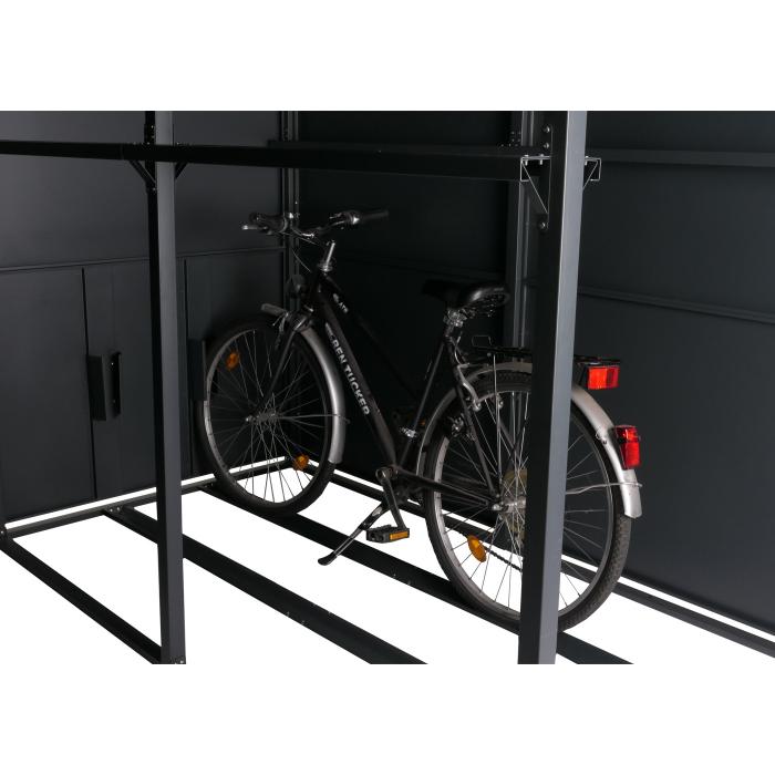 4er-Fahrradgarage HWC-L56c, Gertehaus Fahrradbox mit Ablage, abschliebar Metall 160x222x208cm ~ anthrazit