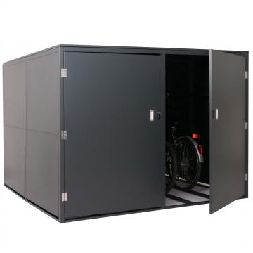 4er-Fahrradgarage HWC-L56c, Gertehaus Fahrradbox mit Ablage, abschliebar Metall 160x222x208cm ~ anthrazit
