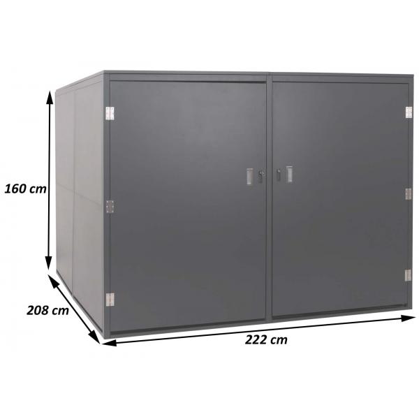 4er-Fahrradgarage HWC-L56c, Gertehaus Fahrradbox mit Ablage, abschliebar Metall 160x222x208cm ~ anthrazit