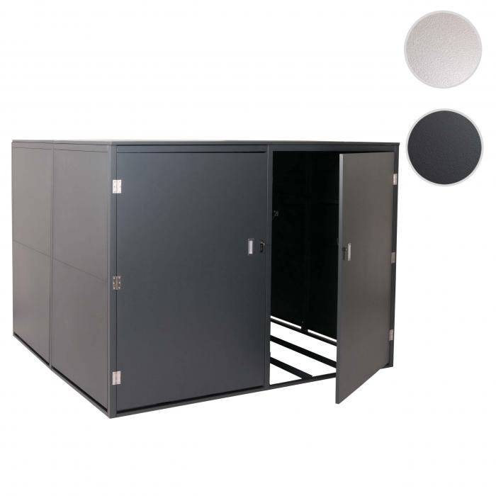 4er-Fahrradgarage HWC-L56c, Gertehaus Fahrradbox mit Ablage, abschliebar Metall 160x222x208cm ~ anthrazit