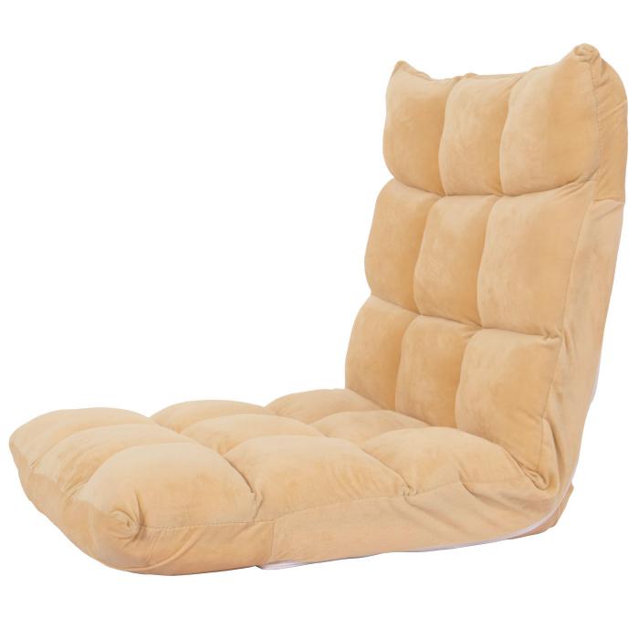 Bodensessel HWC-N43, Relaxsessel Bodenkissen Klappsessel 6 Relaxpositionen, stabiles Gestell Samt ~ beige