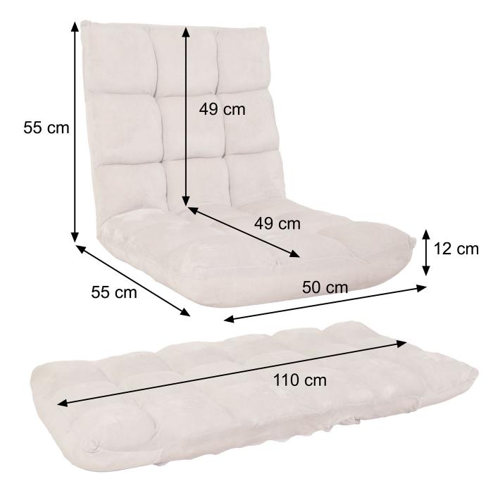 Bodensessel HWC-N43, Relaxsessel Bodenkissen Klappsessel 6 Relaxpositionen, stabiles Gestell Samt ~ dunkelbraun