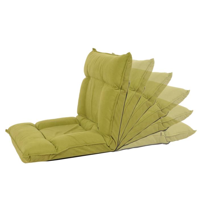 Bodensessel HWC-N44, Relaxsessel Bodenkissen Bodensofa Klappsessel 6 Relaxpositionen, stabiles Gestell Samt ~ grn