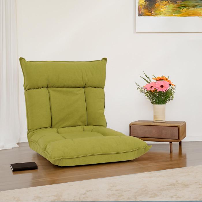 Bodensessel HWC-N44, Relaxsessel Bodenkissen Bodensofa Klappsessel 6 Relaxpositionen, stabiles Gestell Samt ~ grn