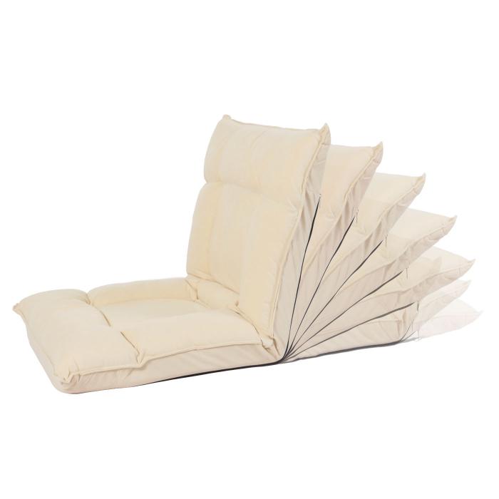 Bodensessel HWC-N44, Relaxsessel Bodenkissen Bodensofa Klappsessel 6 Relaxpositionen, stabiles Gestell Samt ~ beige