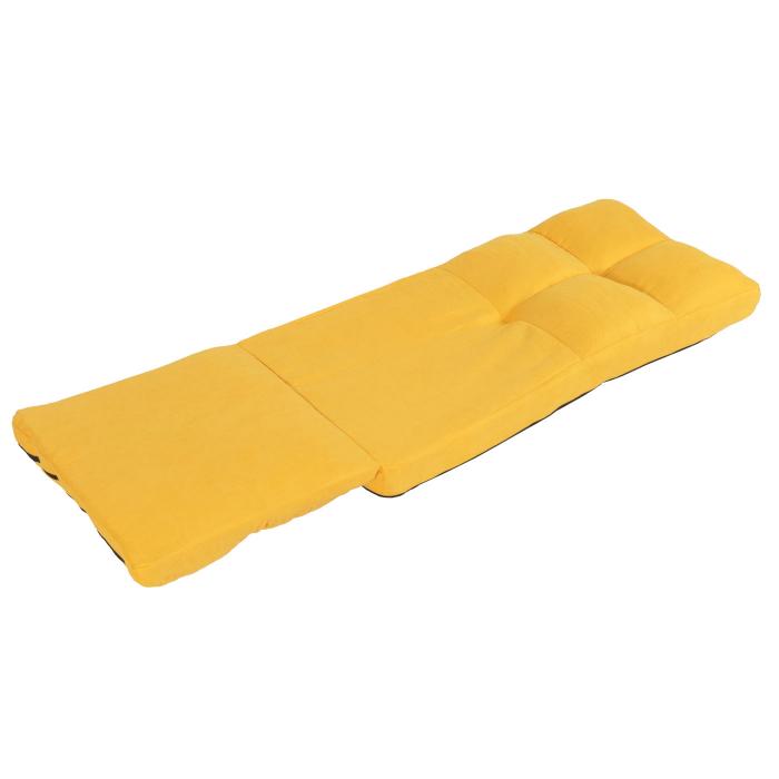 Bodensessel HWC-N45, Schlafsessel Klappsessel Funktionssessel, Schlaffunktion faltbar Stahlrahmen Samt ~ gelb