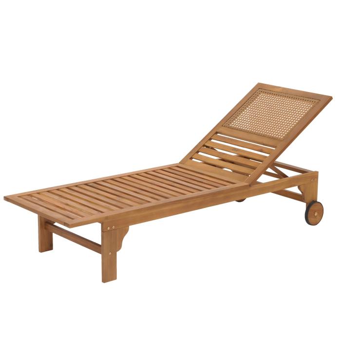 Sonnenliege HWC-N48, Relaxliege Gartenliege Liegestuhl, Massiv-Holz Akazie MVG-zertifiziert