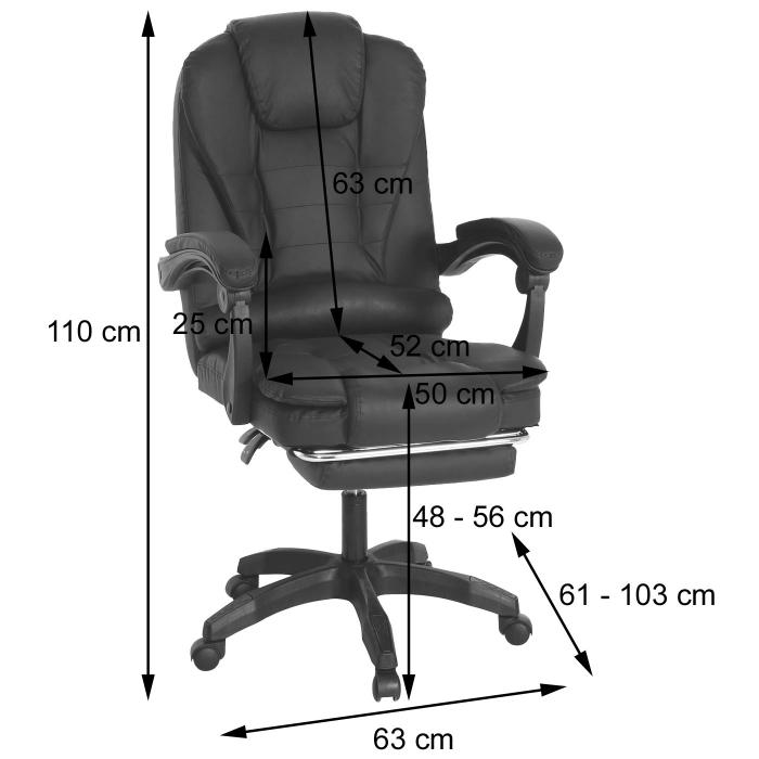 Brostuhl HWC-M80, Schreibtischstuhl Drehstuhl Chefsessel, ausziehbare Fusttze Kunstleder schwarzes Fukreuz ~ taupe