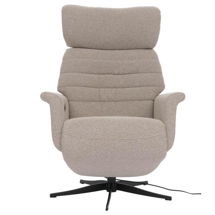 MCA Relaxsessel HWC-N56, Fernsehsessel Liegesessel Fusttze drehbar Boucl Stoff Holz ~ Stoff braun, Holz Walnuss-Optik