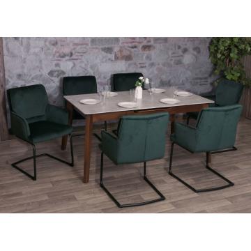 6er-Set Freischwinger HWC-N60, Esszimmerstuhl Kchenstuhl Stuhl, Stoff/Textil ko-Tex ~ grn