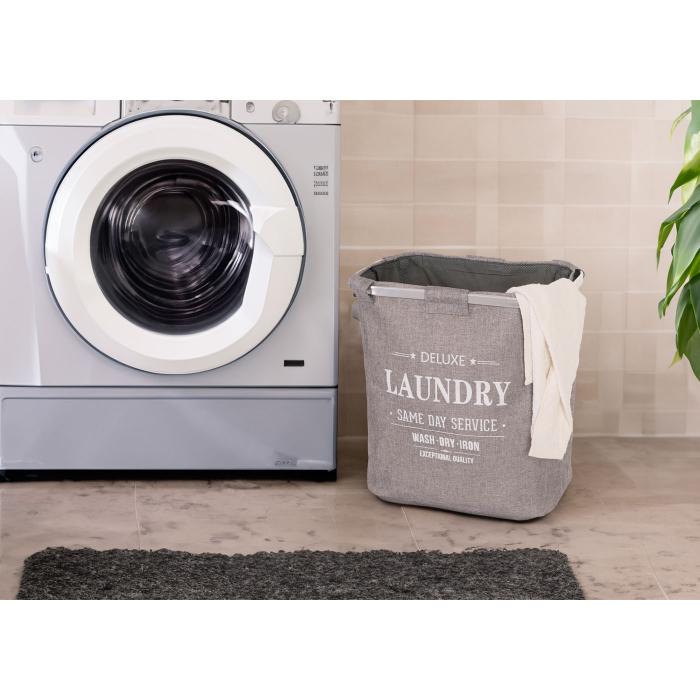 Wschesammler HWC-C34, Laundry Wschebox Wschekorb Wschebehlter mit Netz, 1 Fach 56x49x30cm 82l ~ grau