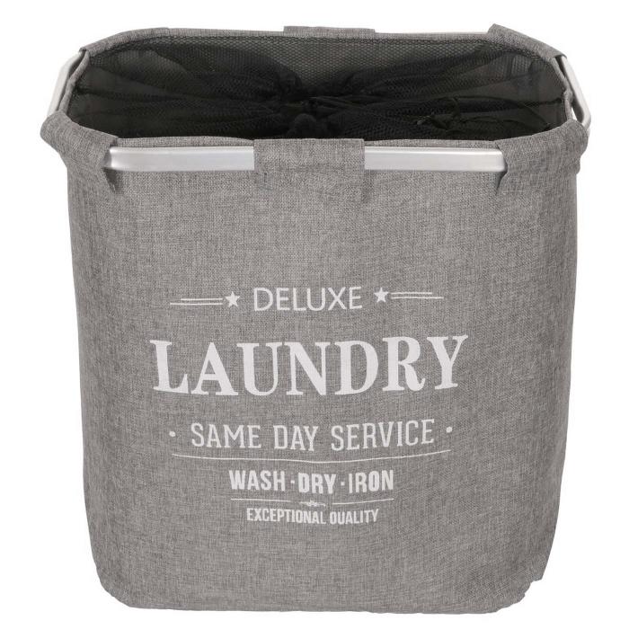 Wschesammler HWC-C34, Laundry Wschebox Wschekorb Wschebehlter mit Netz, 1 Fach 56x49x30cm 82l ~ grau