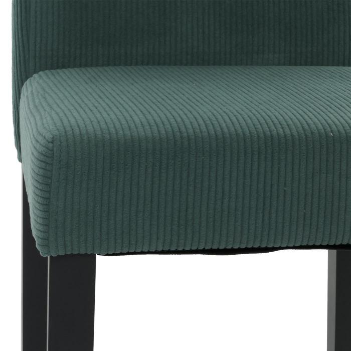 2er-Set Esszimmerstuhl Littau, Stuhl Kchenstuhl Hochlehner, Stoff/Textil Cord Holz ~ grn, dunkle Beine