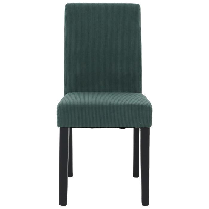 2er-Set Esszimmerstuhl Littau, Stuhl Kchenstuhl Hochlehner, Stoff/Textil Cord Holz ~ grn, dunkle Beine