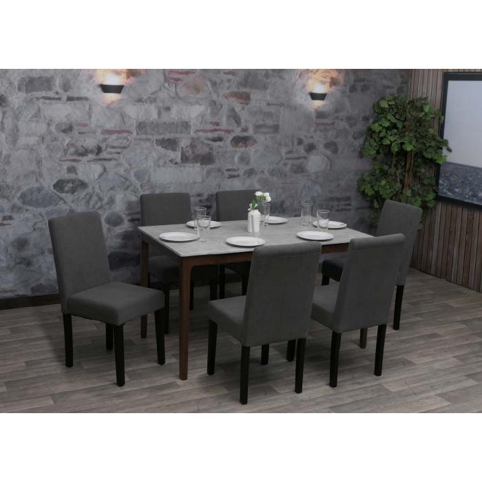 2er-Set Esszimmerstuhl Littau, Stuhl Kchenstuhl Hochlehner, Stoff/Textil Cord Holz ~ dunkelgrau, dunkle Beine