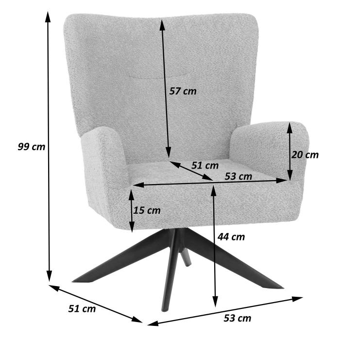 Lounge-Sessel HWC-N65, Cocktailsessel Polstersessel Relaxsessel, drehbar, Stoff/Textil Chenille Metall ~ creme-beige