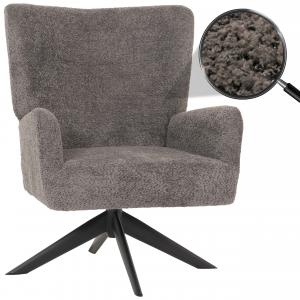 Lounge-Sessel HWC-N65, Cocktailsessel Polstersessel Relaxsessel, drehbar, Stoff/Textil Chenille Metall ~ dunkelgrau