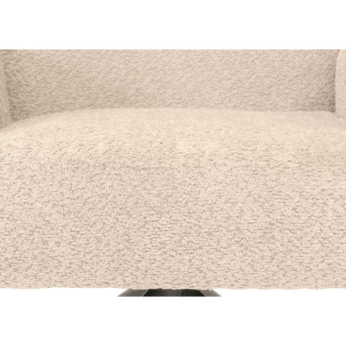 Lounge-Sessel HWC-N65, Cocktailsessel Polstersessel Relaxsessel, drehbar, Stoff/Textil Chenille Metall ~ creme-beige