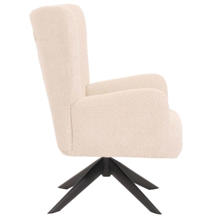 Lounge-Sessel HWC-N65, Cocktailsessel Polstersessel Relaxsessel, drehbar, Stoff/Textil Chenille Metall ~ creme-beige