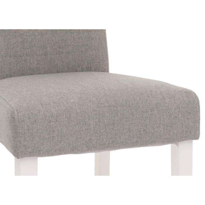 2er-Set Esszimmerstuhl HWC-N66, Stuhl Kchenstuhl Lehnstuhl Massivholz Stoff/Textil grau, weie Beine