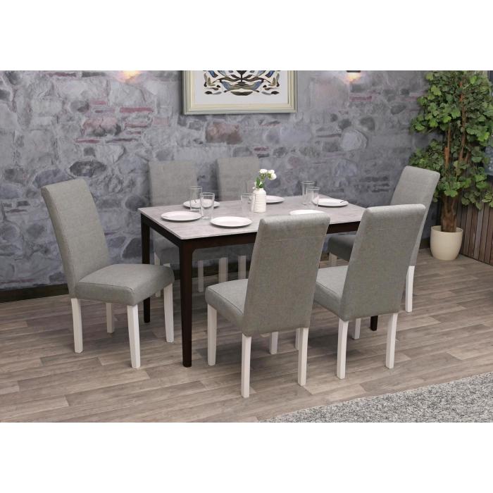 2er-Set Esszimmerstuhl HWC-N66, Stuhl Kchenstuhl Lehnstuhl Massivholz Stoff/Textil grau, weie Beine